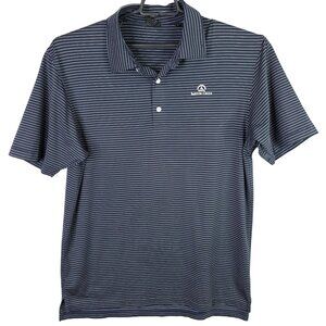 Mens Dunning Golf Blue White Striped Golf Polo Shirt Short Sleeve Polyester XL